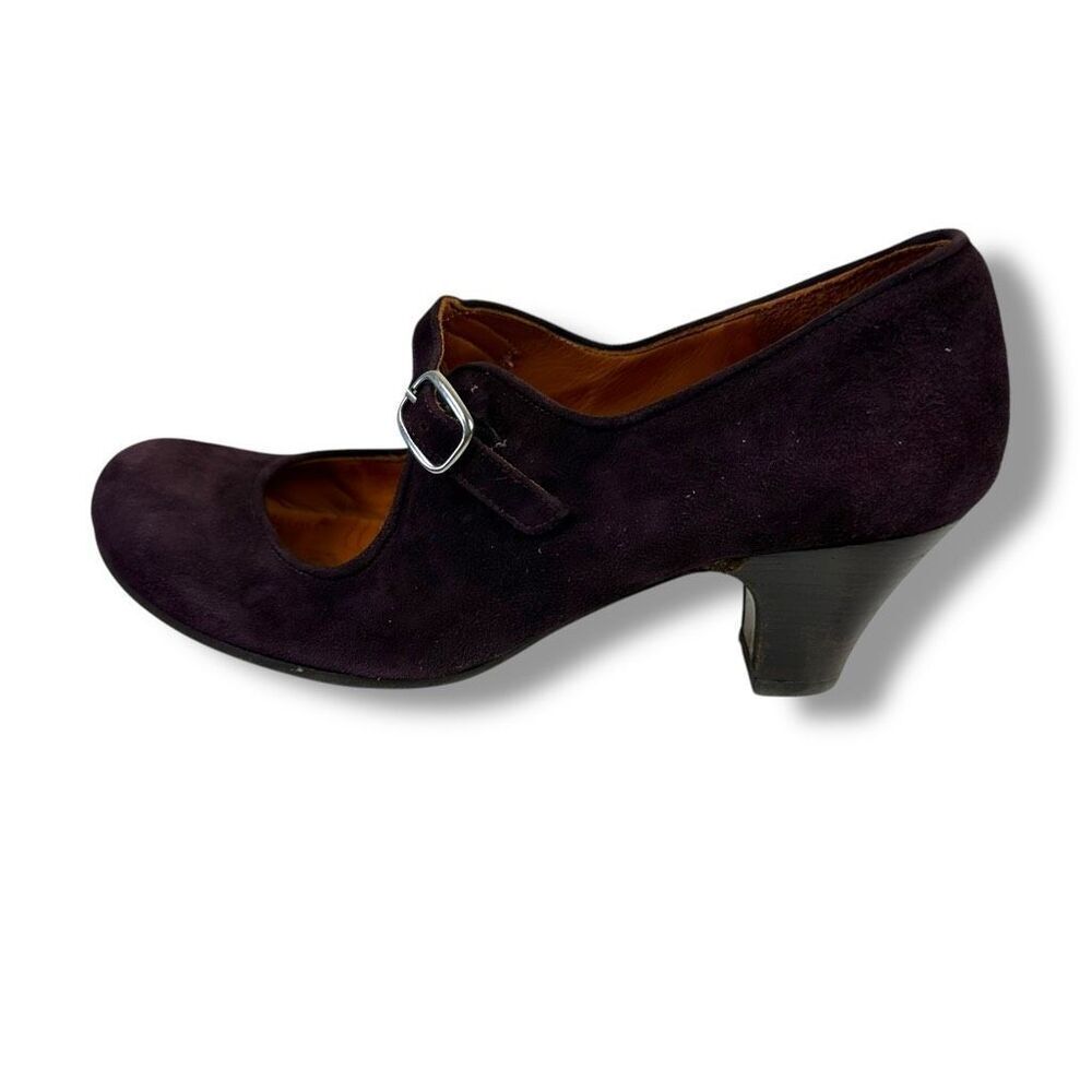 Chie Mihara‎ Repris Grape Purple Suede Mary Jane Pumps Heels Made in Spain 36.5